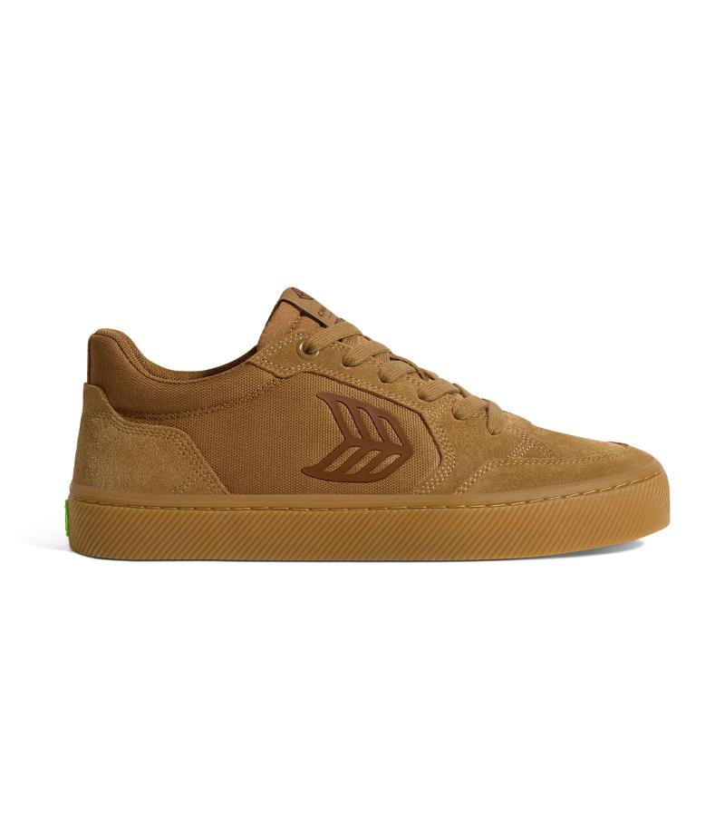 VALLELY PRO Gum Camel Suede and Cordura Dark Camel Logo Sneaker