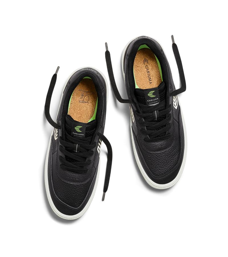 LUAN PRO Black Premium Leather Ivory Logo Sneaker