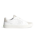 SALVAS White Premium Leather Vintage White Suede Ice Logo Sneaker