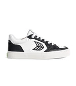 VALLELY White Leather Black Accents Sneaker