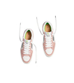 VALLELY White Leather Mahogany Rose Accents Black Logo Sneaker