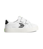 SALVAS White Premium Leather Black Logo Sneaker Kids