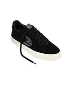 VALLELY Black Suede Steel Grey Logo Sneaker