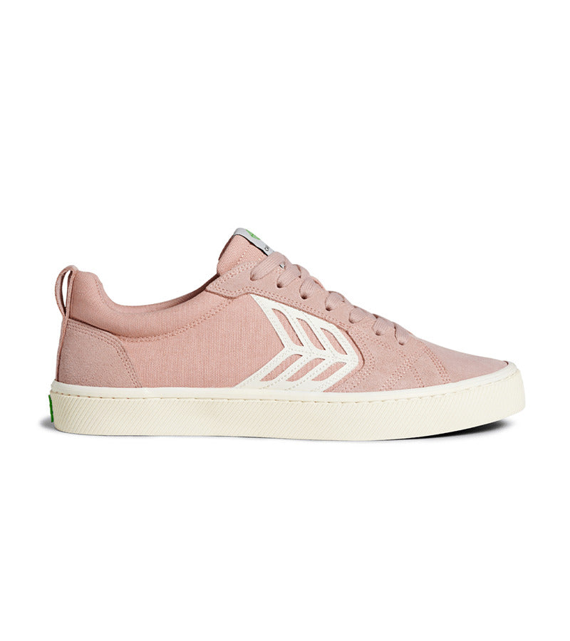 CATIBA PRO Low Rose Suede and Canvas Ivory Logo Sneaker