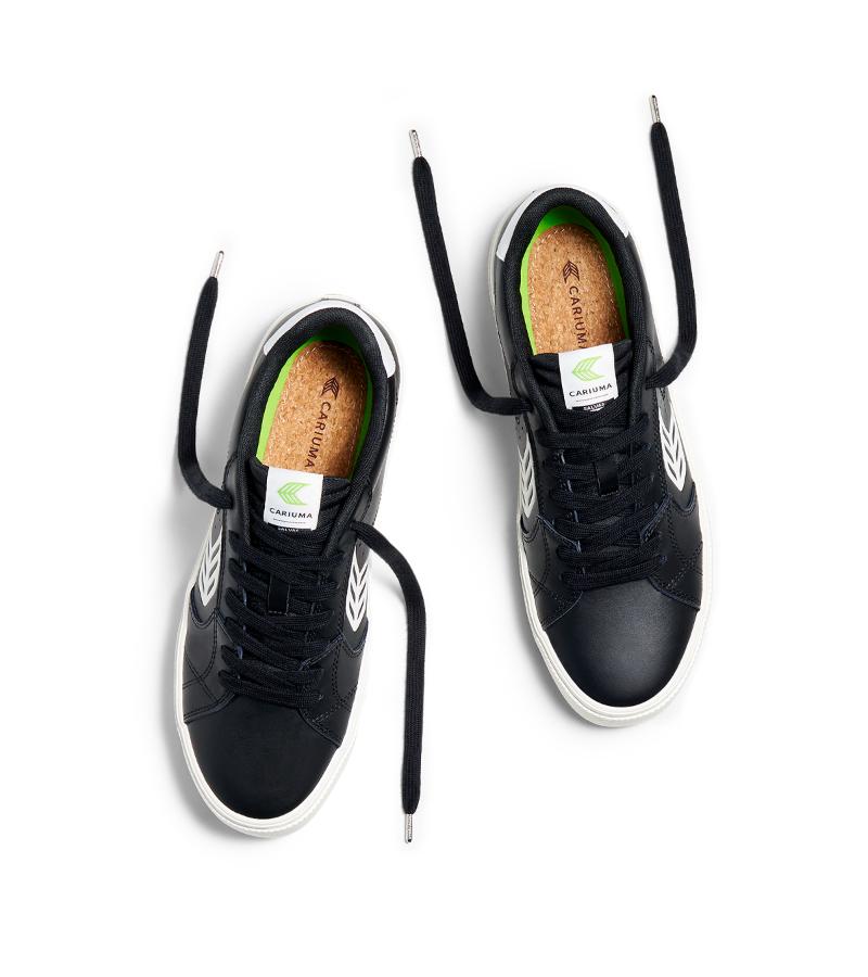 SALVAS Black Leather Off-White Logo Sneaker