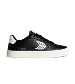 SALVAS Black Leather Off-White Logo Sneaker