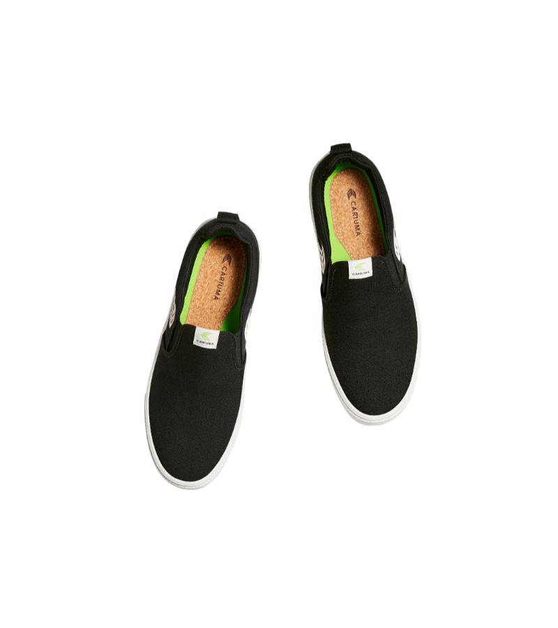 SLIP-ON Black Canvas Off-White Logo Sneaker