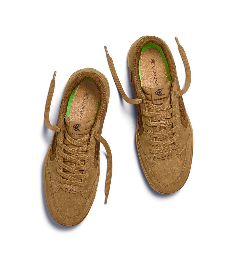 VALLELY PRO Gum Camel Suede and Cordura Dark Camel Logo Sneaker