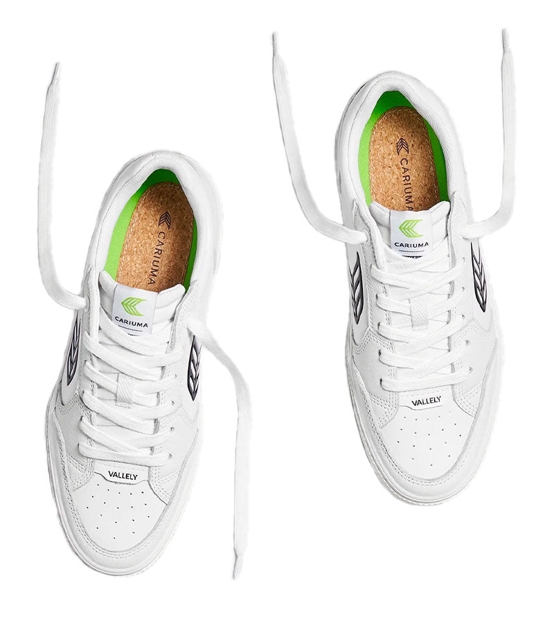 VALLELY White Leather Black Logo Sneaker