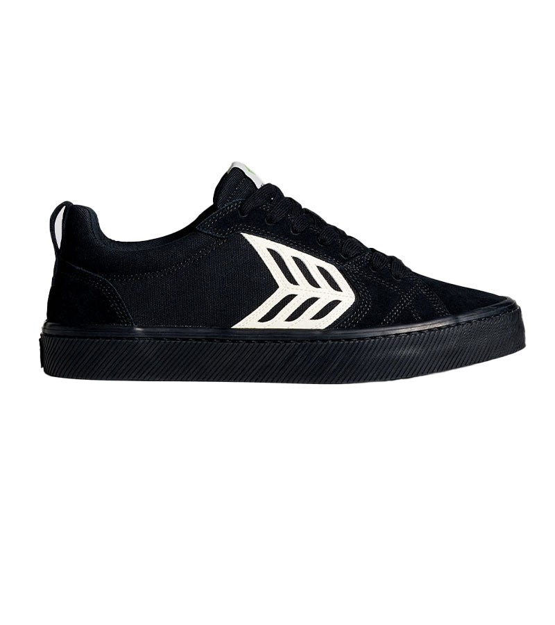 CATIBA PRO Low All Black Suede and Canvas Ivory Logo Sneaker