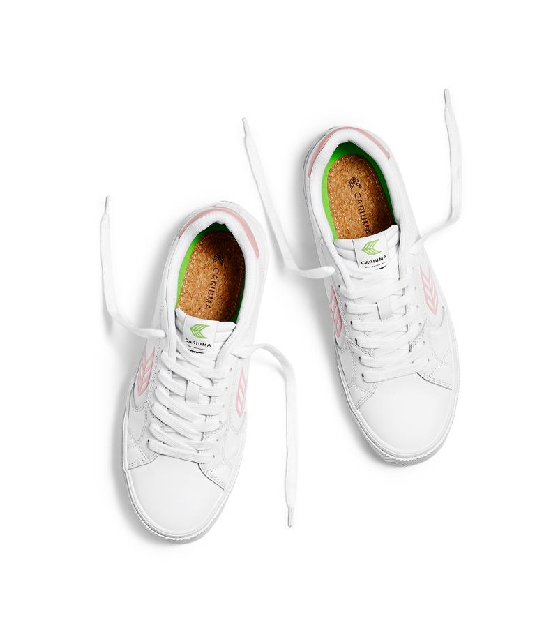 SALVAS White Leather Rose Logo Sneaker