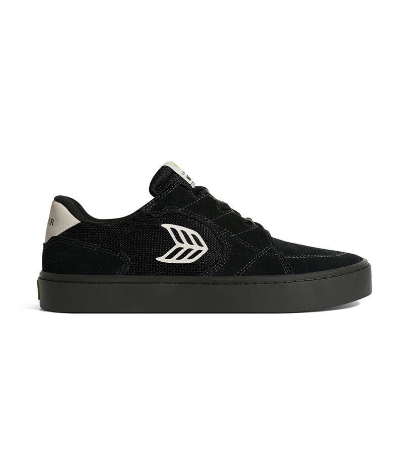 T20 PRO All Black Suede and Mesh Ivory Logo Sneaker