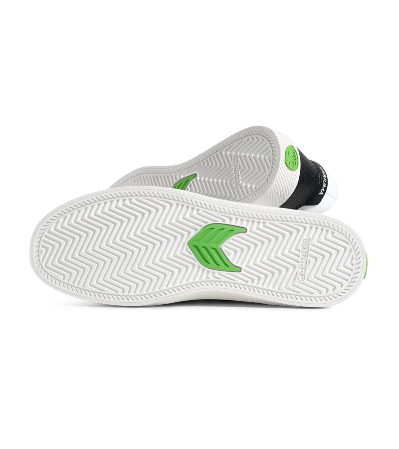 VALLELY White Leather Black Accents Sneaker