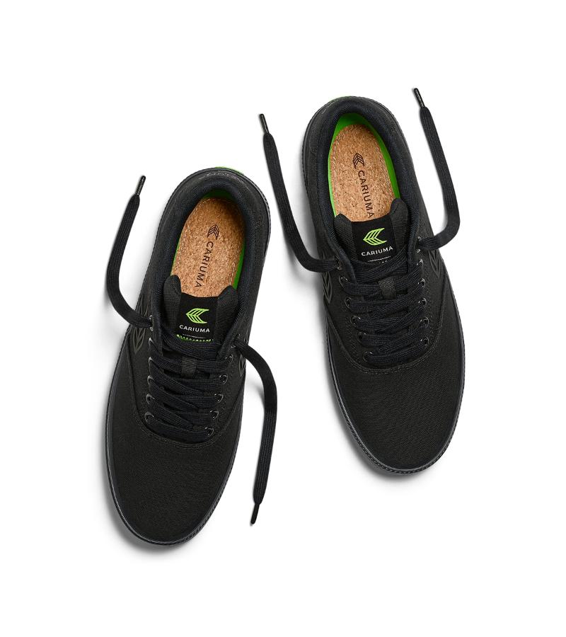 NAIOCA All Black Canvas Ash Grey Logo Sneaker