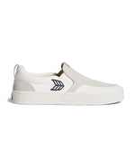 SLIP-ON PRO Off-White Canvas Vintage White Suede Black Logo Sneaker
