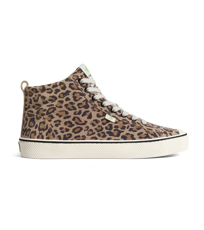 OCA High Stripe Leopard Print Suede Sneaker