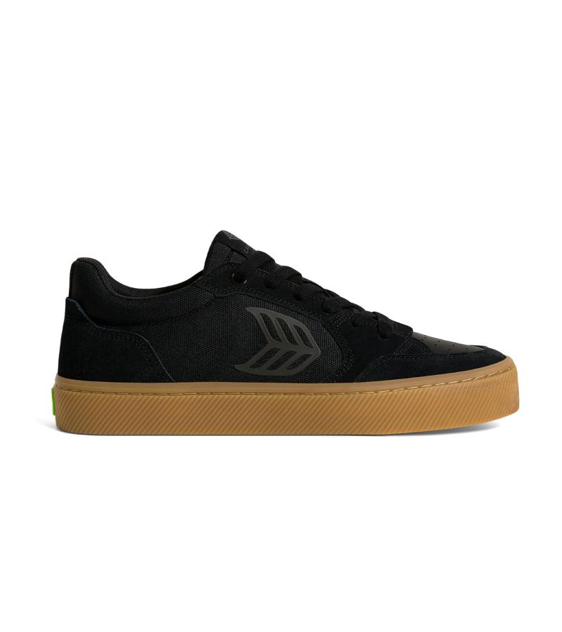 VALLELY PRO Gum Black Suede and Cordura Ash Grey Logo Sneaker