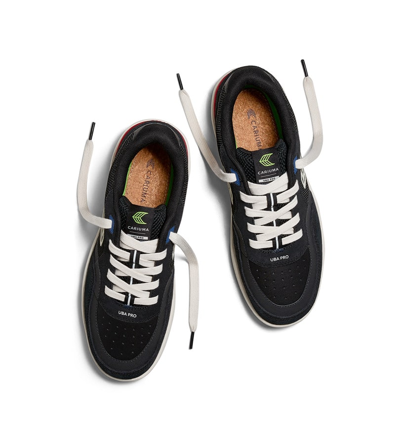 UBA PRO Black Suede and Mesh Ivory Logo Red Sneaker