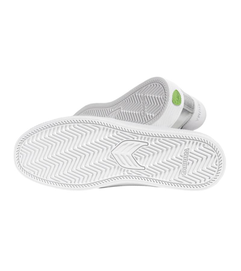 SALVAS Metallic Silver Leather White Logo Sneaker