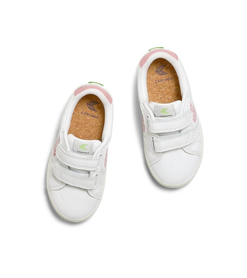 SALVAS White Premium Leather Rose Logo Sneaker Kids
