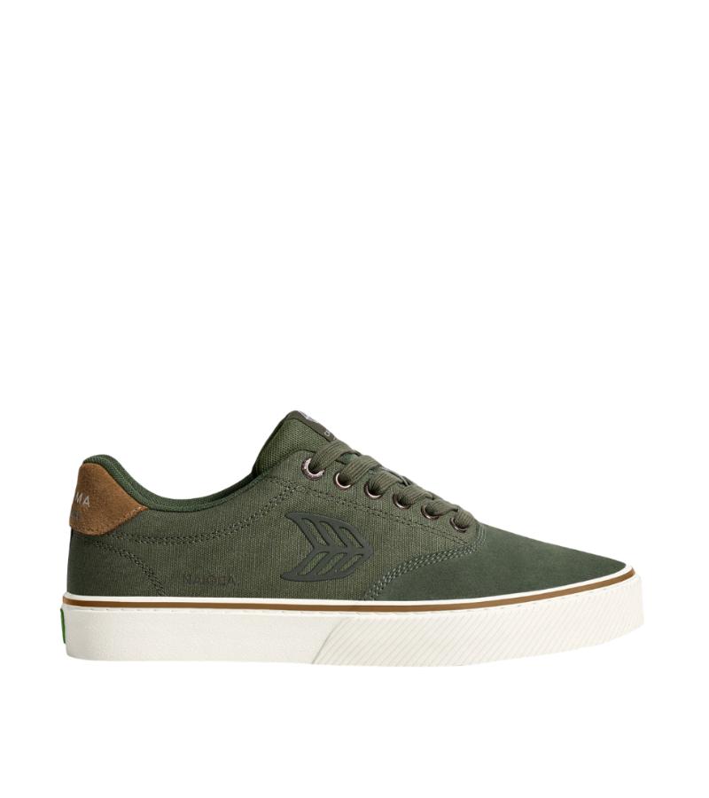NAIOCA PRO Bronze Green Suede Deep Lichen Green Canvas Bronze Green Logo Camel Sneaker