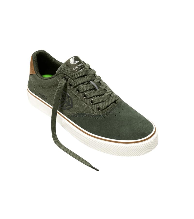 NAIOCA PRO Bronze Green Suede Deep Lichen Green Canvas Bronze Green Logo Camel Sneaker