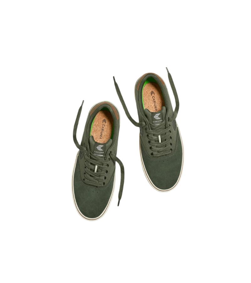 NAIOCA PRO Bronze Green Suede Deep Lichen Green Canvas Bronze Green Logo Camel Sneaker