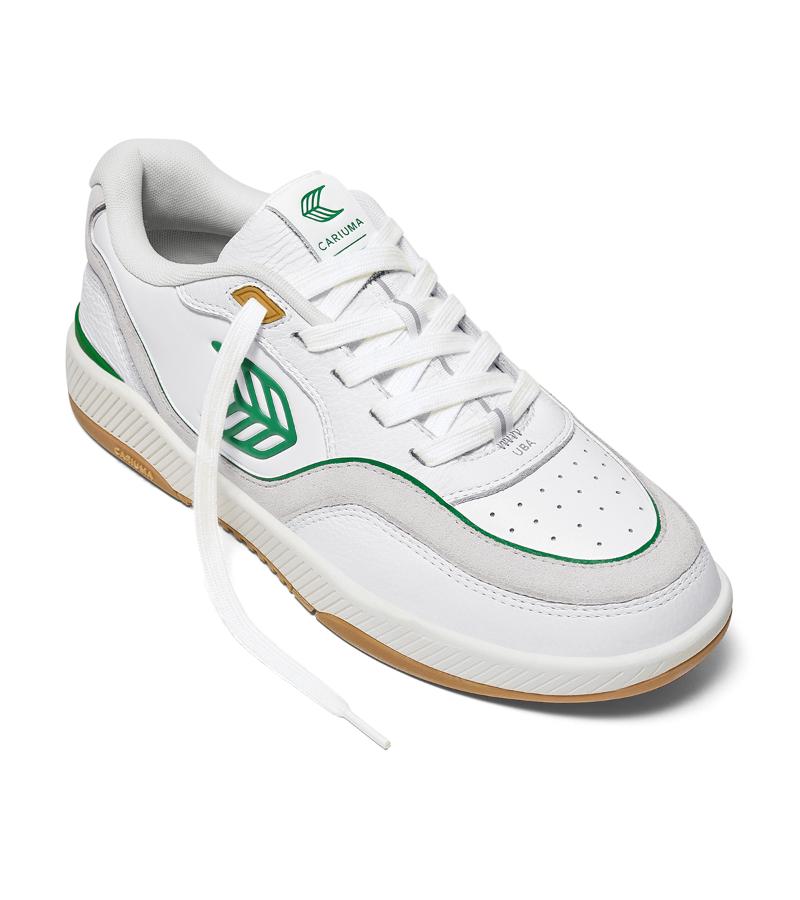 UBA Gum White Leather Green Logo Sneaker
