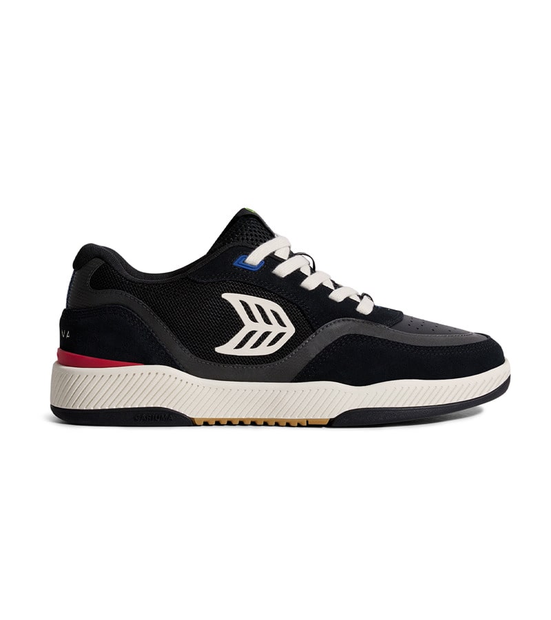UBA PRO Black Suede and Mesh Ivory Logo Red Sneaker