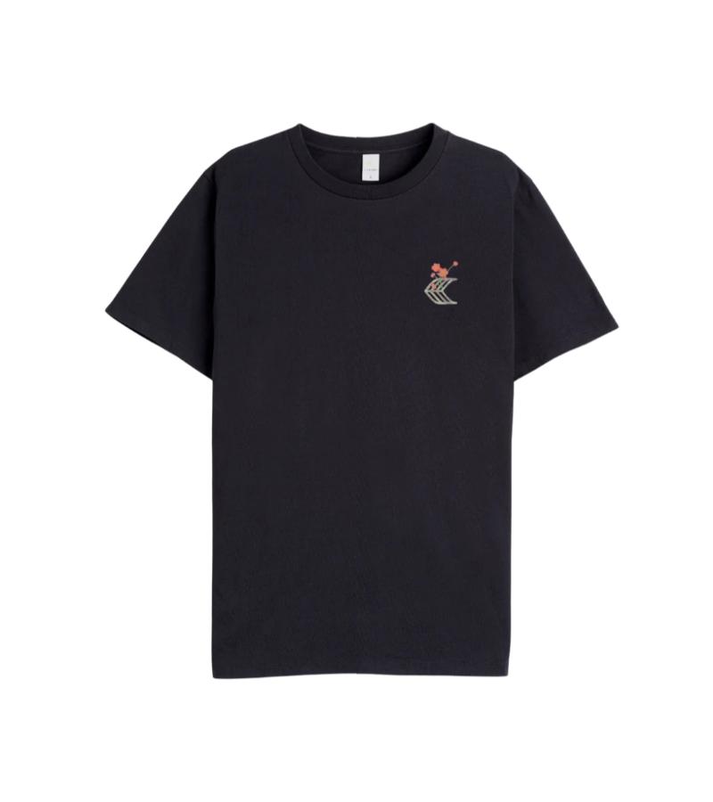 T-Shirt Black Floral Skateboard