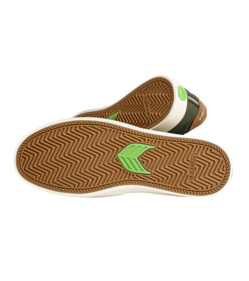 NAIOCA PRO Bronze Green Suede Deep Lichen Green Canvas Bronze Green Logo Camel Sneaker
